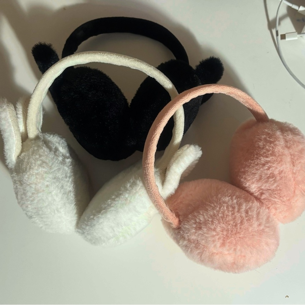 Cozy Earmuffs Set - Black, White, and Pink